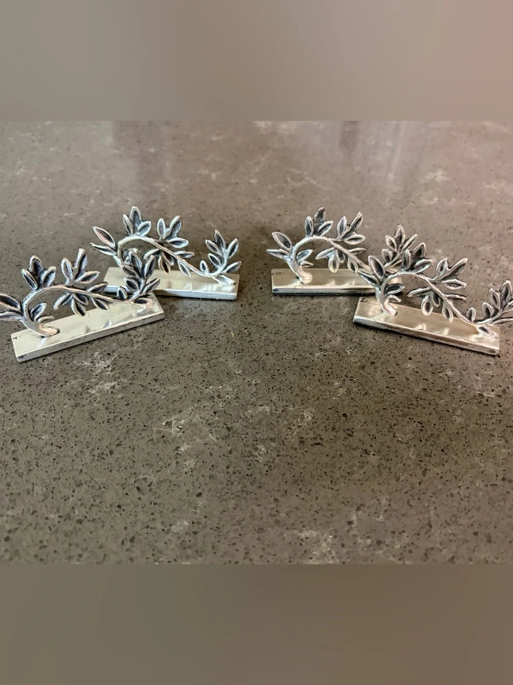 Pottery Barn Silver Leaf Napkin Rings - Set of 4